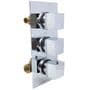 Concealed Thermostatic Shower Valve 2 Outlets 3 Square Handles with Round LED Overhead Shower
