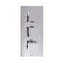 Concealed Thermostatic Shower Valve 2 Outlets 3 Square Handles with Round LED Overhead Shower