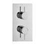 Concealed Twin Thermostatic Chrome Shower Mixer Valve 2 Outlets LED Round Head