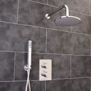 Concealed Twin Thermostatic Shower Mixer Valve 2 Outlets Round Head