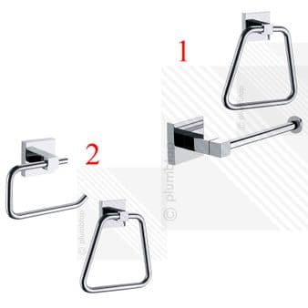 ECOSPA 2 Piece Bathroom Accessory Set, Toilet Roll Holder & Towel Ring Set in Chrome