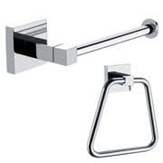 ECOSPA 2 Piece Kit - Square Towel Ring & Toilet Roll Holder in Chrome