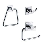 ECOSPA 3 Piece Accessory Set Chrome • Towel Ring, Robe Hook, Toilet Roll Holder