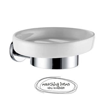 ECOSPA Ceramic & Chrome Soap Dish Holder in a Cream Finish : Bathroom Accessory