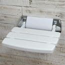 ECOSPA Folding Shower Seat Wall Mounted Stool in White & Chrome Trim Bathroom Mobility Aid