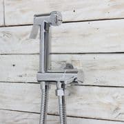 ECOSPA Handheld Bidet Spray Kit Chrome Shattaf Douche with Holder Hose Shutoff