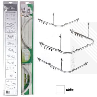 EcoSpa Professional White Shower Curtain Hanging Track Rail | 3 Configurations