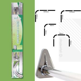 ECOSPA Shower Curtain Rail Pole Track in Chrome / White • L or U Shaped
