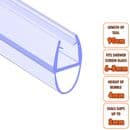 ECOSPA Shower Screen Door Seal (Type 1) 6-8mm Glass Thickness Seals Gaps up to 3mm TWIN PACK