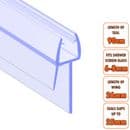ECOSPA Shower Screen Door Seal (Type 2) 6-8mm Glass Thickness Seals Gaps up to 25mm *TWIN PACK