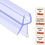 ECOSPA Shower Screen Door Seal (Type 3) 6-8mm Glass Thickness Seals Gaps up to 11mm *TWIN PACK