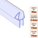 ECOSPA Shower Screen Door Seal (Type 5) 4-6mm Glass Thickness Seals Gaps up to 13mm