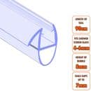 ECOSPA Shower Screen Door Seal (Type 7) 4-6mm Glass Thickness Seals Gaps up to 7mm