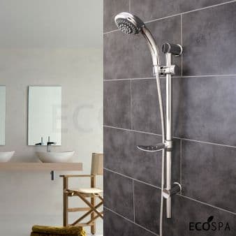 EcoSpa Swift 6 Mode Chrome Shower Kit with Soap Dish and Adjustable Riser Rail