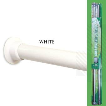ECOSPA Telescopic Shower Curtain Rail Pole • Chrome or White • Fits 75-210cm