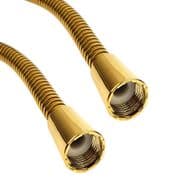 GOLD 1.50m Metal Shower Hose Pipe • 1/2" • Large Bore High Flow 10mm