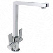 Modern Angular Chrome Kitchen Sink Mixer Tap | Dual Lever Streamlined NEW