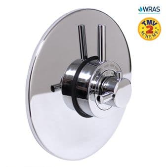 Modern Concealed Concentric Solid Brass Dual Thermostatic Bathroom Shower Mixer Valve | 1 Outlet 2 Handles | EcoSpa®