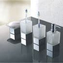 Modern Frosted Glass/Chrome Bathroom Accessories Mega Pack | Soap Dish, 2 x Tumbler & Dispenser