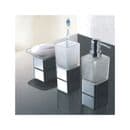 Modern Frosted Glass/Chrome Bathroom Accessories Pack | Soap Dish, Tumbler & Dispenser