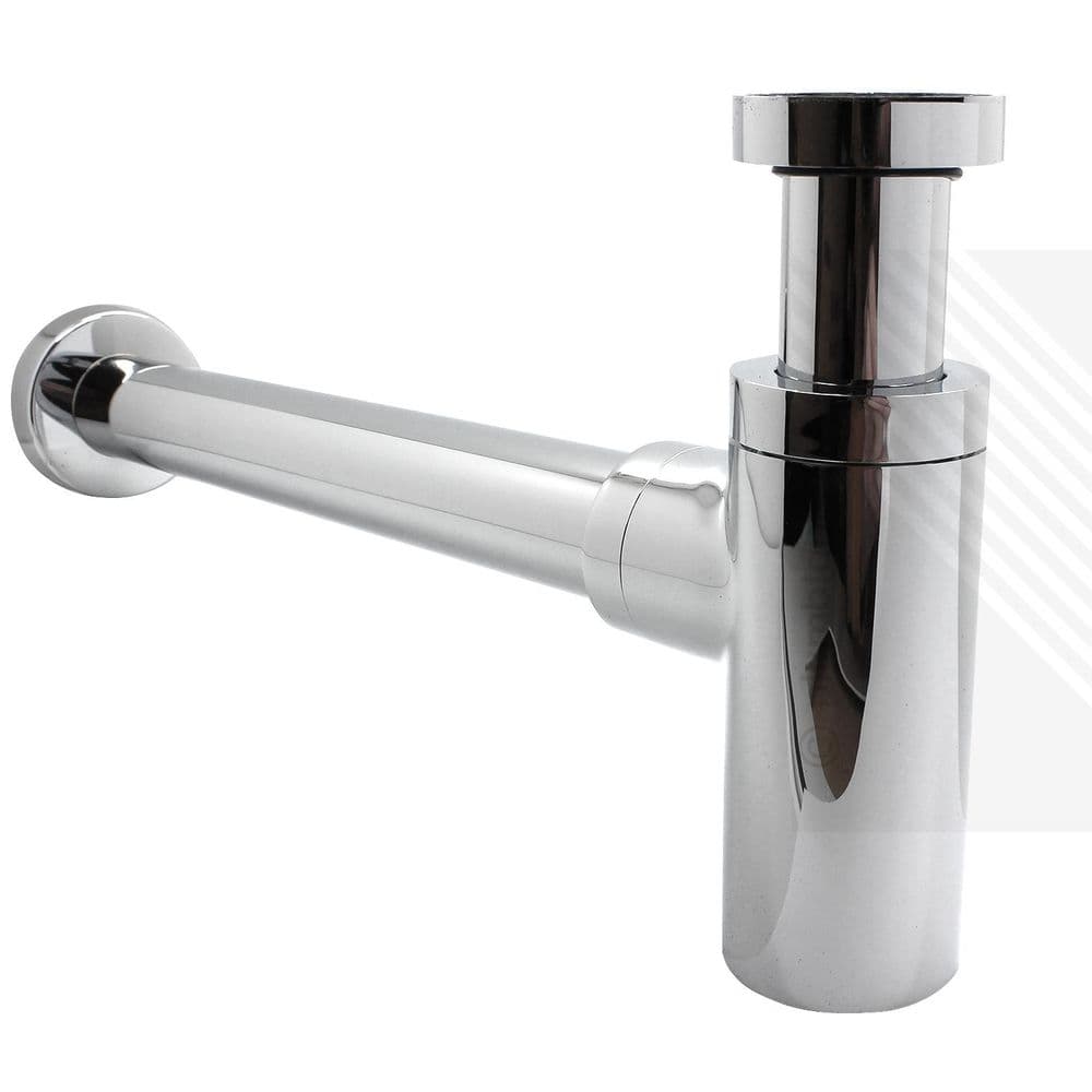Modern Round Bathroom Basin Bottle Trap & Outlet Pipe in Chrome