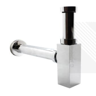 Modern Square Bathroom Basin Bottle Trap & Outlet Pipe in Chrome