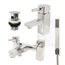 Orion Modern Basin Mixer and Bath Filler Shower Tap Pack including Accessories