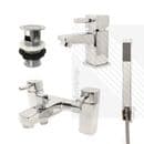 Orion Modern Cloakroom Basin Mixer and Bath Filler Shower Tap Pack