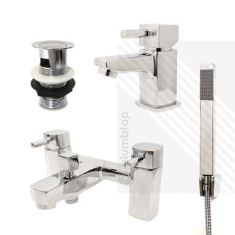 Orion Modern Cloakroom Basin Mixer and Bath Filler Shower Tap Pack