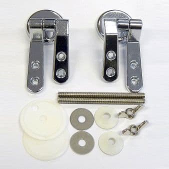 Pair of Solid Chrome Plated Toilet Seat Hinges | Replacements for Wooden or MDF Seats
