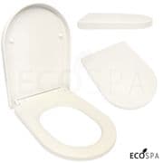 Premium D-SHAPE Soft Close WHITE Toilet Seat Bathroom | Top Fixing Hinges WC