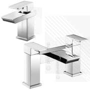 Scudo Escobar Modern Bath Filler Basin Tap Mixer Pack Deck Mounted Brass Chrome