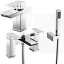 Scudo Escobar Modern Bath Shower Mixer Basin Tap Pack Deck Mounted Brass Chrome