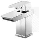 Scudo Escobar Modern Waterfall Basin Mixer Tap Single Lever Chrome Slotted Click-Clack Waste