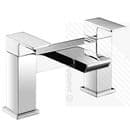 Scudo Escobar Modern Waterfall Bath Filler Mixer Tap Dual Levers Deck Mounted Chrome
