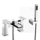Scudo Escobar Modern Waterfall Bath Shower Mixer Tap Dual Levers Deck Mounted Chrome