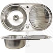 Single Bowl 1.0 Stainless Steel Inset Kitchen Sink Round Reversible +Waste Clips