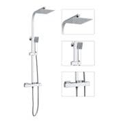 Square Thermostatic Mixer Valve Overhead Shower Riser Kit • Adjustable • Chrome