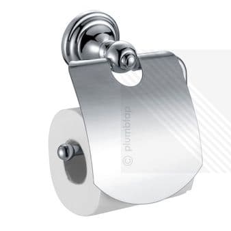 Stylish Toilet Roll Paper Holder & Cover Wall Mounted Bathroom Accessory Chrome