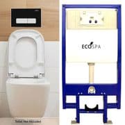 Super Slim Concealed WC Toilet Frame & Cistern With Black Acrylic & Chrome Dual Flush Button