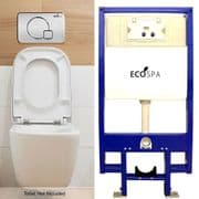 Super Slim Concealed WC Toilet Frame & Cistern With Chrome Designer Dual Flush Button