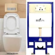 Super Slim Concealed WC Toilet Frame & Cistern With Designer Gold Acrylic & Chrome Dual Flush Button