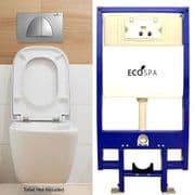 Super Slim Concealed WC Toilet Frame & Cistern With Stylish Dual Flush Button in Satin