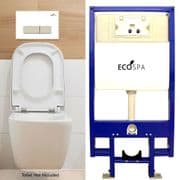 Super Slim Concealed WC Toilet Frame & Cistern With White Acrylic & Chrome Dual Flush Button