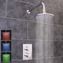 Thermostatic 1 Way Shower Valve | 2 Round Handles with Round LED Overhead Shower Drencher | EcoSpa®