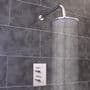 Thermostatic 1 Way Shower Valve  2 Round Handles with Round Overhead Shower Drencher by EcoSpa