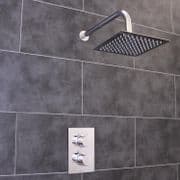 Thermostatic 1 Way Shower Valve 2 Round Handles with Ultra Thin 200MM Square Overhead Shower EcoSpa