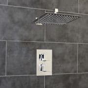Thermostatic 1 Way Shower Valve, 2 Square Handles, Ultra Thin LARGE 300mm Overhead
