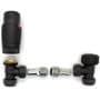 Thermostatic Anthracite Angled TRV Radiator Lockshield Valve Pack 15mm x 1/2