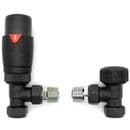 Thermostatic Anthracite Angled TRV Radiator Lockshield Valve Pack 15mm x 1/2"